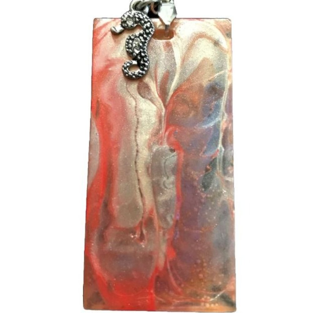 NWOT Wearable Art Resin Pendant, Resin Art